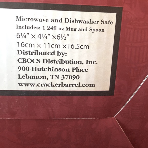 NIB Cracker Barrel Very Beautiful Serve Ware Ceramic Red Mug & Spoon - Picture 6 of 9